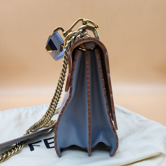 FENDI Vitello Liberty Scalloped Studded Kan Shoulder Crossbody, Authentic w/COA - Picture 5 of 16